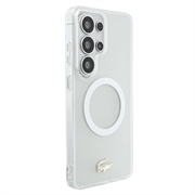 Custodia ibrida Samsung Galaxy S26 Ultra Lacoste Frosted Finish Gold Logo - Compatibile con MagSafe - Bianca