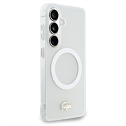 Custodia ibrida Samsung Galaxy S26 Lacoste Frosted Finish Gold Logo - Compatibile con MagSafe - Bianca