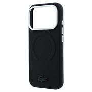 Custodia MagSafe Lacoste in PVC Petit Pique semi-avvolgente con effetto goffrato per iPhone 18 Pro - Nera