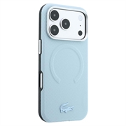 Custodia MagSafe Lacoste in PVC Petit Pique semi-avvolgente con effetto goffrato per iPhone 18 Pro - Blu