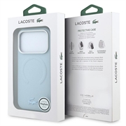 Custodia MagSafe Lacoste in PVC Petit Pique semi-avvolgente con effetto goffrato per iPhone 18 Pro - Blu