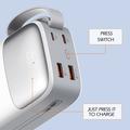 Power bank Ldnio PQ30 con cavi USB-C/Lightning - 30000mAh - Bianco