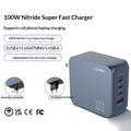 Caricabatterie rapido Ldnio Q8 da 100W con tecnologia GaN - 3 porte USB-C, USB-A, Lightning - Blu