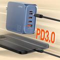 Caricabatterie rapido Ldnio Q8 da 100W con tecnologia GaN - 3 porte USB-C, USB-A, Lightning - Blu
