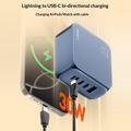 Caricabatterie rapido Ldnio Q8 da 100W con tecnologia GaN - 3 porte USB-C, USB-A, Lightning - Blu