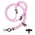 Cordino telefonico universale a strisce Leeu Design - 160cm, 8mm - Rosa
