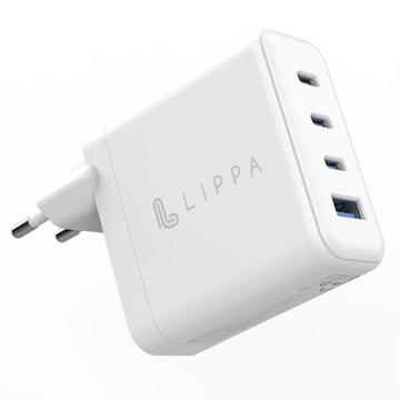 Caricabatterie da parete Lippa 100W PD e QC GaN - 3x USB-C, USB-A - Bianco