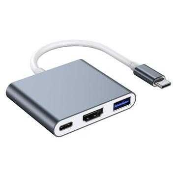 Hub USB-C 3-in-1 87W Lippa - PD, 4K - Grigio