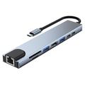 Hub USB-C 8-in-1 87W Lippa - PD, 4K - Grigio