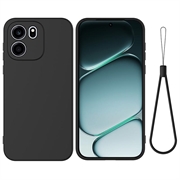 Custodia in silicone liquido con cinghia a mano per OnePlus Nord CE6 - Nera