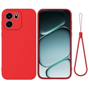 Custodia in silicone liquido con cinghia a mano per OnePlus Nord CE6 - Rossa