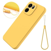Custodia in silicone liquido con cinghia a mano per OnePlus Nord CE6 - Gialla