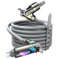 Cavo di ricarica Lisen 240W 4 in 1 con RGB - 2m - Grigio