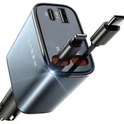 Caricabatteria da auto Lisen B104 4 in 1 con cavi USB-C e Lightning retrattili - 45W