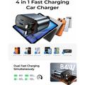 Caricabatteria da auto Lisen B104 4 in 1 con cavi USB-C e Lightning retrattili - 45W