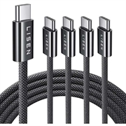 Set di cavi intrecciati da USB-C a USB-C Lisen - 60W, 3A, 5 pezzi - Nero