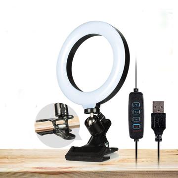 Riprese video in diretta 6" 3 modalità di colore LED Selfie Ring Light + supporto a morsetto