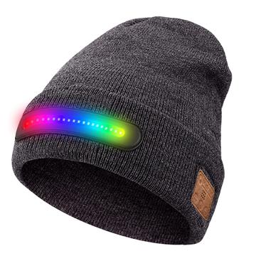 Cappello Beanie M1-BTD4 LED con Bluetooth 5.4 e altoparlanti stereo - Grigio