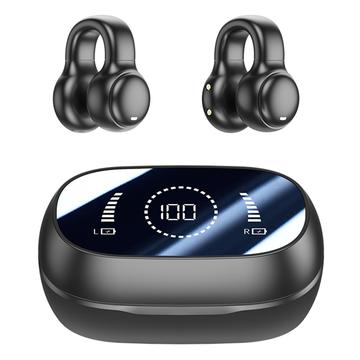 M47 Earclip Cuffia a conduzione ossea senza fili con microfono Bluetooth 5.3 Cuffia da gioco Riduzione del rumore Cuffia sportiva - Nero