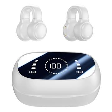 M47 Earclip Cuffia a conduzione ossea senza fili con microfono Bluetooth 5.3 Cuffia da gioco Riduzione del rumore Cuffia sportiva - Bianco