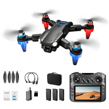 Drone FPV con motore brushless M9 con doppia telecamera HD, evitamento ostacoli - Nero