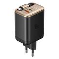 Mcdodo CH-4281 Caricabatterie rapido GaN da 40W con cavo USB-C retrattile da 65cm e porte USB-C e USB-A - Oro deserto