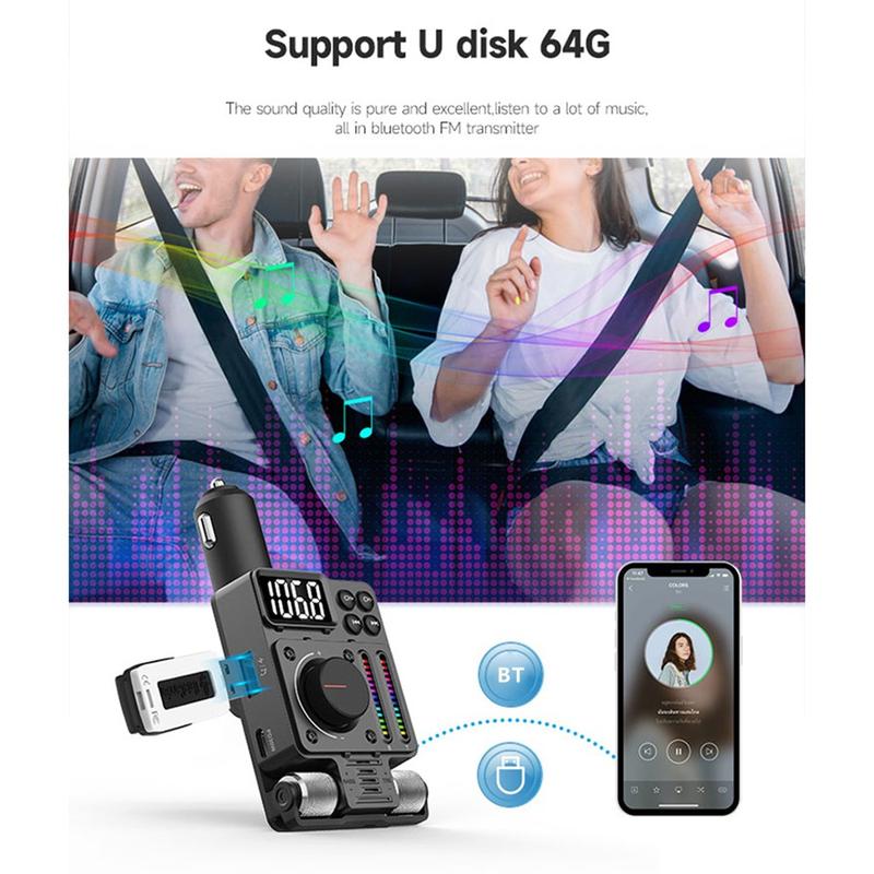 Adattatore BT5.0 di vendita caldo tipo c 2 porte USB QC3.0 ricarica rapida con lettore TF caricabatteria da auto rapido usb c PD18W a 4 porte