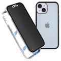 Custodia Magnetica con Vetro Temperato Privacy per iPhone 15 Plus - Color Argento