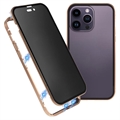 Custodia Magnetica con Vetro Temperato Privacy per iPhone 15 Pro - Color Oro