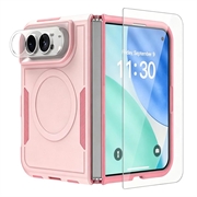 Custodia magnetica per iPhone Duo con protezione per lo schermo in vetro temperato e protezione per l'obiettivo della fotocamera - Rosa