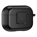 Custodia magnetica per Apple AirPods Pro, cover in TPU per auricolari Bluetooth dal design a fibbia con moschettone - Nero