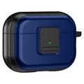 Custodia magnetica per Apple AirPods Pro, cover in TPU per auricolari Bluetooth dal design a fibbia con moschettone - Nero+Blu