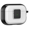 Custodia magnetica per Apple AirPods Pro, cover in TPU per auricolari Bluetooth dal design a fibbia con moschettone - Nero+Bianco