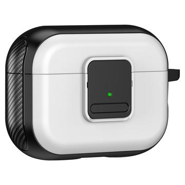 Custodia magnetica per Apple AirPods Pro, cover in TPU per auricolari Bluetooth dal design a fibbia con moschettone - Nero+Bianco
