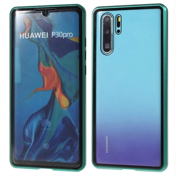 Custodia Magnetica con Vetro Temperato per Huawei P30 Pro - Verde