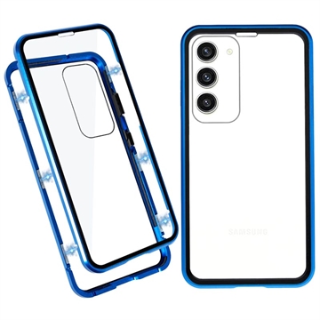 Custodia Magnetica con Vetro Temperato per Samsung Galaxy S23 5G - Blu