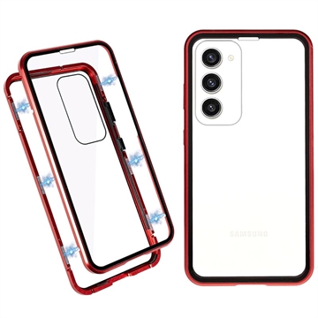 Custodia Magnetica con Vetro Temperato per Samsung Galaxy S23+ 5G - Rossa