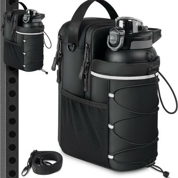 Borsa magnetica da palestra/all\'aperto con supporto per bottiglia d\'acqua - Nero