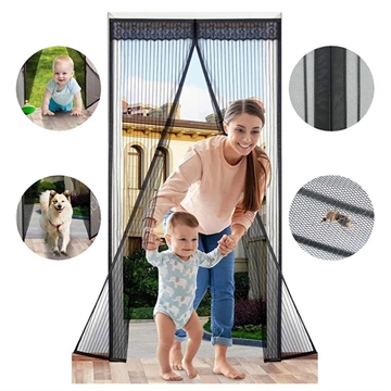 Tenda per porta a rete magnetica - 120x210cm - Nero