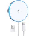 Caricabatterie wireless magnetico con luce LED - 15W - Bianco