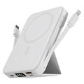 Banca di alimentazione wireless magnetica con cavi USB-C e Lightning - 10000mAh/15W - Bianco