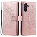 Custodia a portafoglio per Samsung Galaxy A34 5G serie Mandala - Rosa Oro