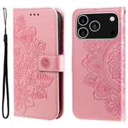 Custodia a portafoglio per iPhone 17 Pro serie Mandala - Rosa