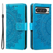 Custodia a portafoglio Mandala per Google Pixel 11 Pro XL con cinturino da polso - Blu