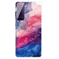 Custodia in TPU IMD Electroplated Marble Pattern per Samsung Galaxy S21 FE 5G - Blu / Rosa