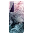 Custodia in TPU IMD Electroplated Marble Pattern per Samsung Galaxy S21 FE 5G - Grigio / Rosa