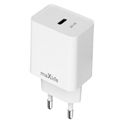 Caricabatterie Maxlife MXTC-13 da 20W con USB-C e ricarica rapida PD/QC - Bianco