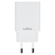 Caricabatterie Maxlife MXTC-13 da 20W con USB-C e ricarica rapida PD/QC - Bianco