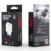 Caricabatterie Maxlife MXTC-13 da 20W con USB-C e ricarica rapida PD/QC - Bianco
