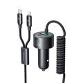 Mcdodo CC-037 Caricabatterie da auto a doppia porta da 120W con cavi USB-C e Lightning - nero